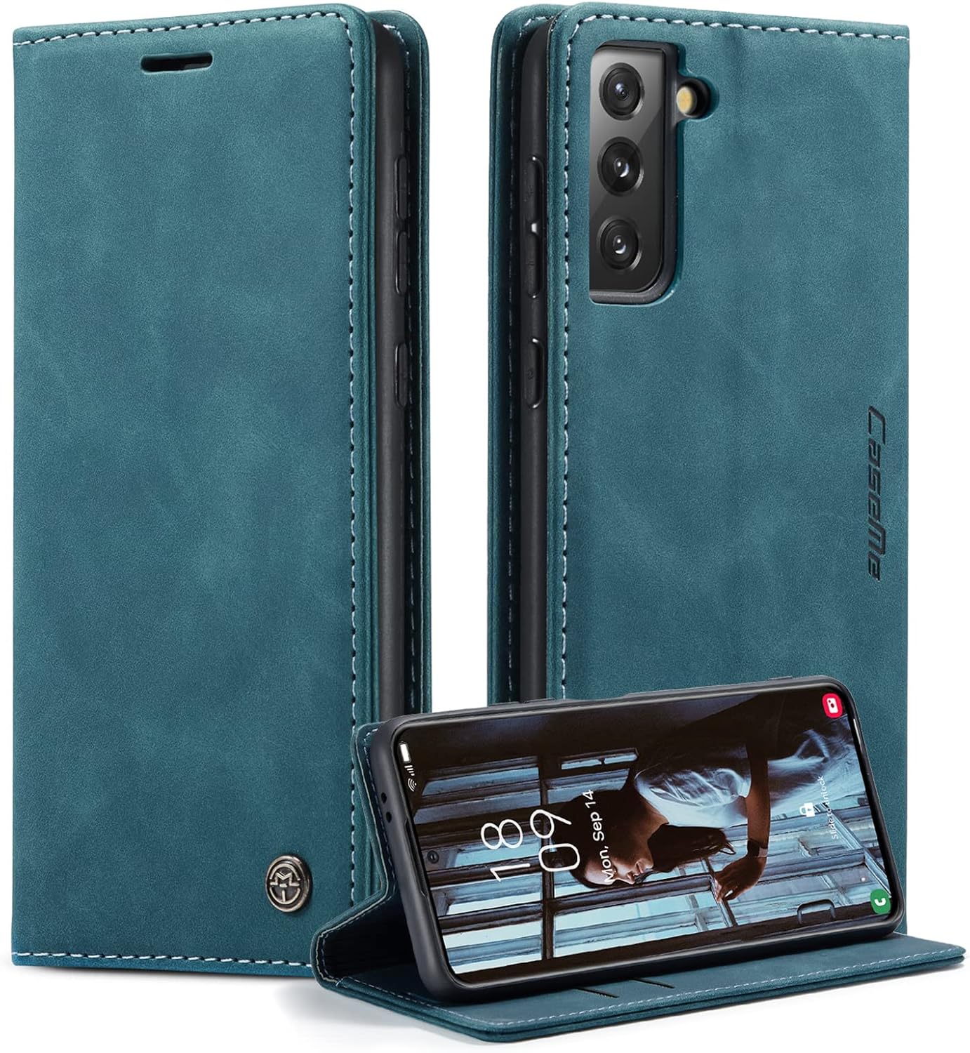 Coque pour Samsung Galaxy S21 5G Étui Wallet Cover, Housse Flip en Cuir Premium PU Portefeuille Case, [Fentes pour Cartes] [Magnétique] [Antichoc] [Kickstand] Housse Samsung S21 Case, Grün Samsung Galaxy S21 5G Grün