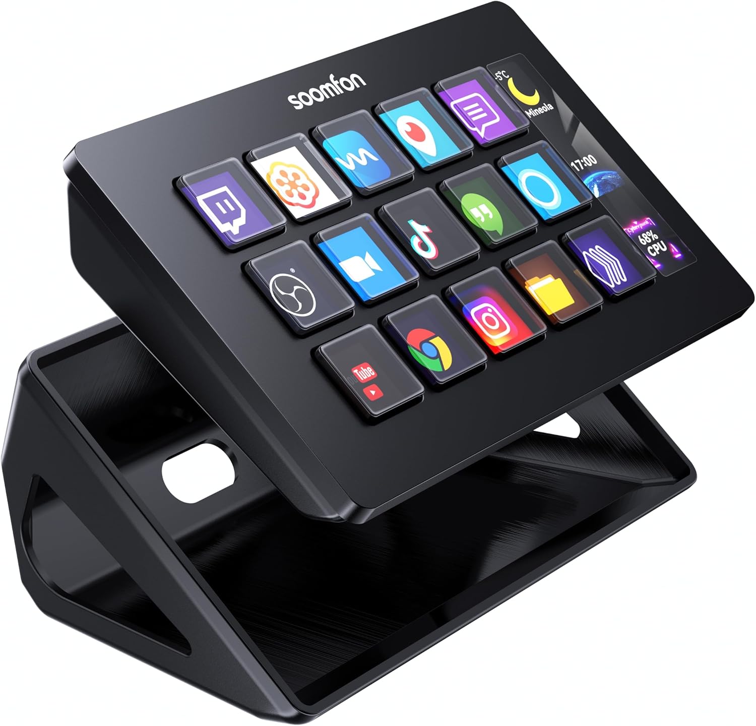 Stream Controller, Production Console Deck 15 Touches Macro, Stream Control Deck Déclencher des Actions dans OBS, Twitch, YouTube, Streamlab et autres, Stream Contrôleur Deck Compatible PC/MAC