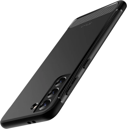 Coque Fine pour Samsung Galaxy S21 FE 5G 6,4 Pouces, Étui Housse de Téléphone Ultra Mince Anti-Chocs avec Conception en Fibre de Carbone (Noir)