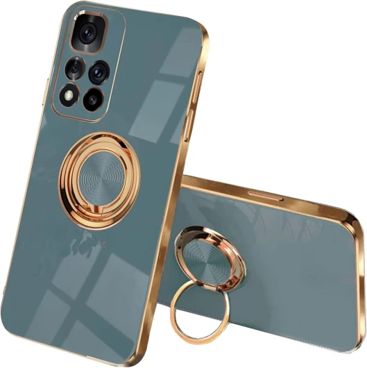 Coque pour Xiaomi Redmi Note 11 Pro+ 5G(Note 11 Pro Plus),Silicone Coloré Case Protégez la Caméra,Étui Ultra-Fin Antichoc pour Femme,Housse Élégant avec Support pour Bague (Gris), Gray