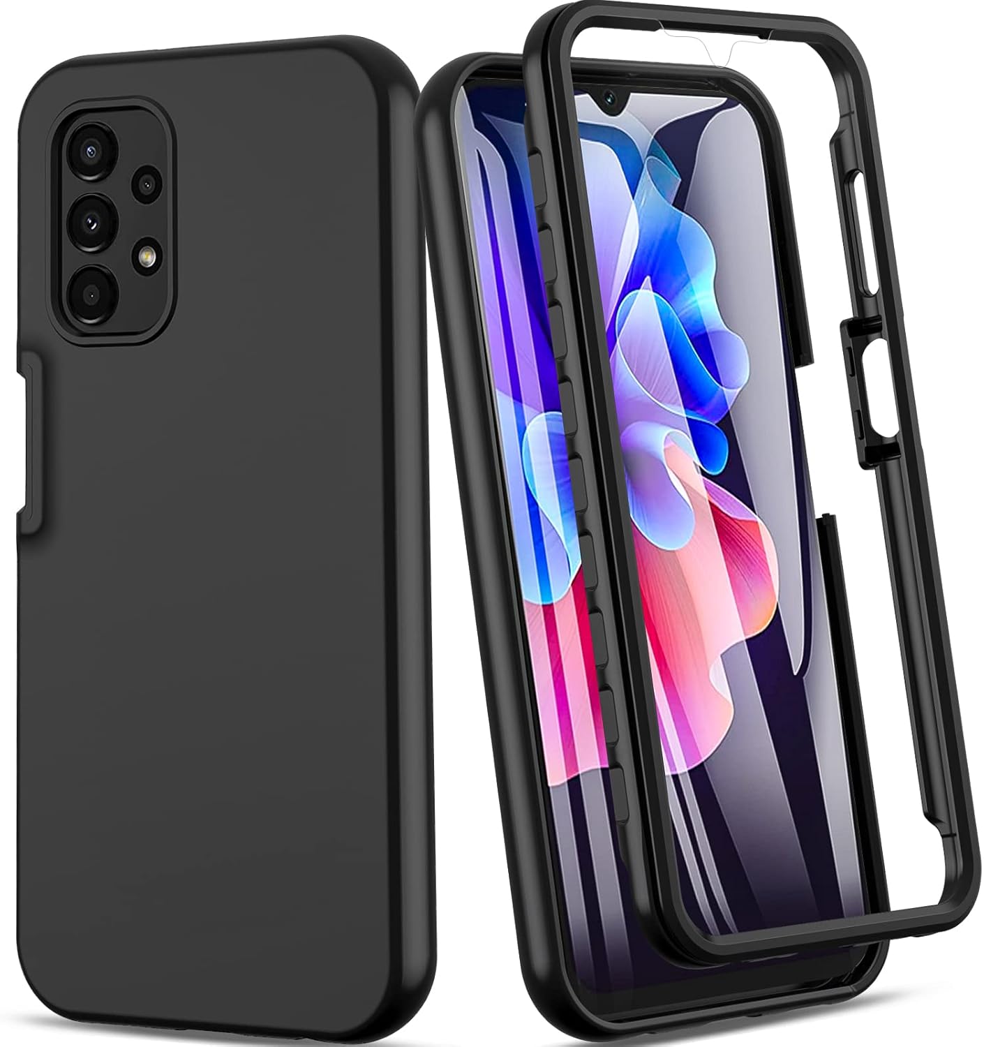 Pour Samsung A13 4G /A13 5G /A04S Coque,360° Protection Double pour Téléphone Portable Antichoc Bumper Case avec Protection d'écran (noir)