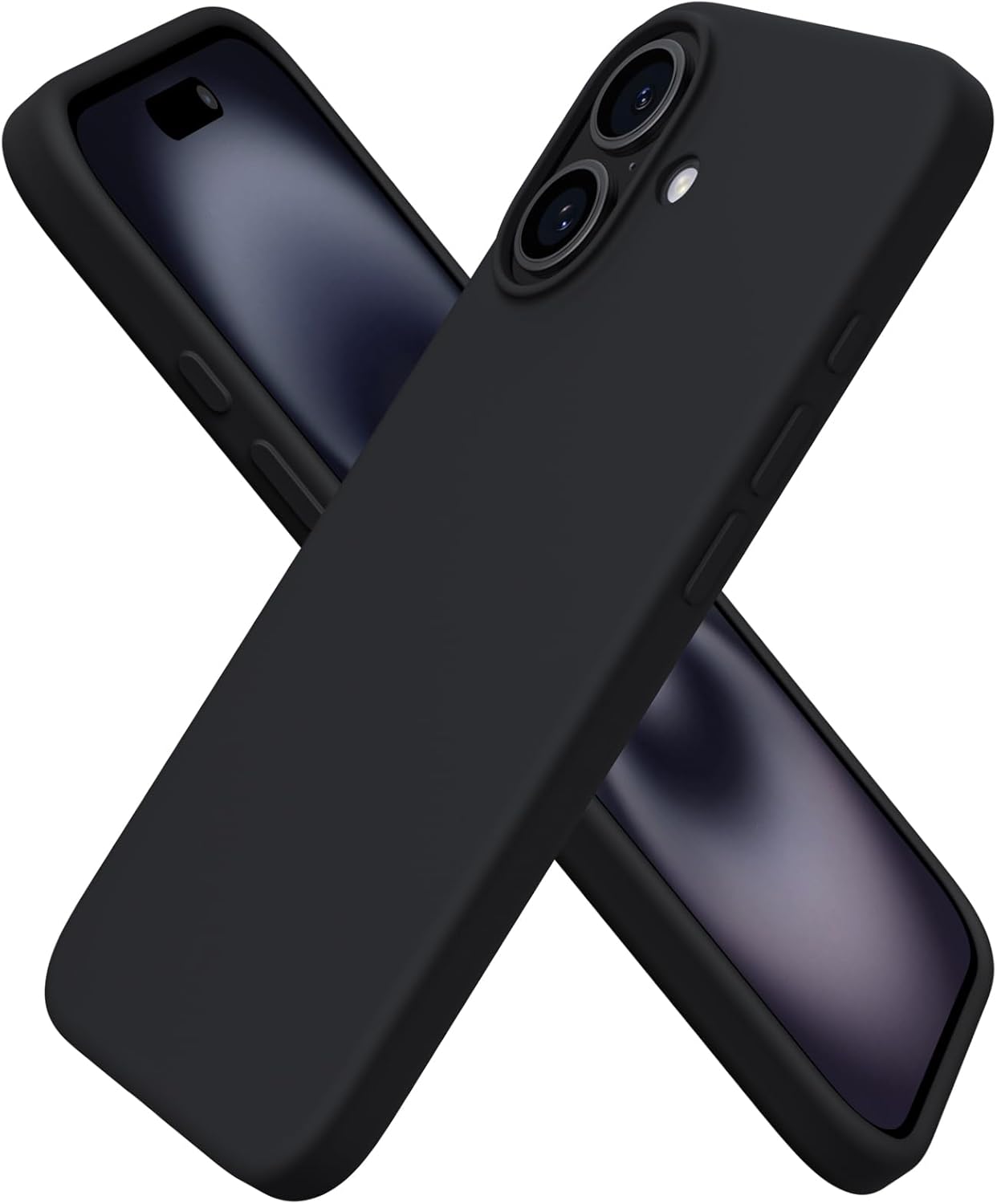 Coque pour iPhone 16, Housse en Silicone Liquide Compatible avec iPhone 16 6,1 Pouces, Étui Fine Slim, Case Souple Protection Complète, Cover Antichoc (Noir)