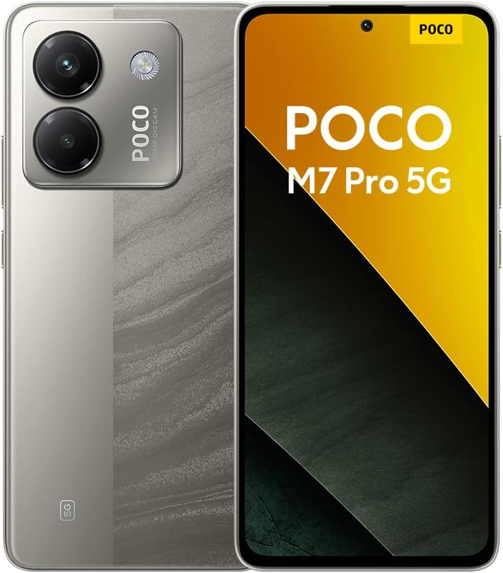 POCO M7 Pro 5G Smartphone, 12+256GB, Argent, Appareil Photo Sony 50MP avec OIS, Batterie 5110mAh, Charge Turbo 45W, Écran AMOLED 120Hz (Chargeur Non Inclus)