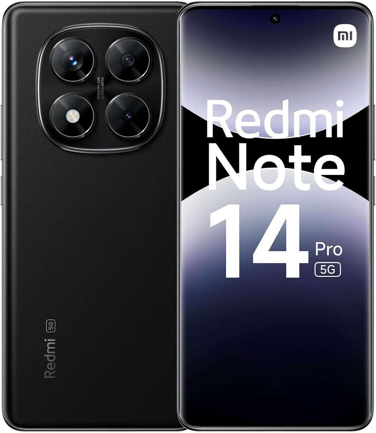 Smartphone Redmi Note 14 Pro 5G,12+512GB,Noir,Caméra IA prograde 200MP,IP68,Charge Turbo 45W avec Batterie 5110mAh,fonctionnalités IA (Chargeur Non Inclus,Version Française+2Ans de Garantie)