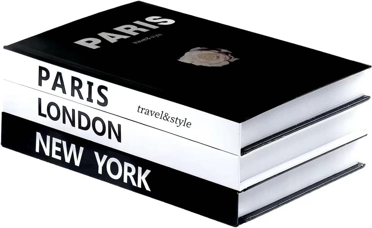 3 Pièces Livre décoratif de Mode, Livres décoratifs Modernes à Couverture Rigide, Décorations empilées Livres de décoration pour la décoration intérieure Bibliothèque d’étagère Présentoirs Salon