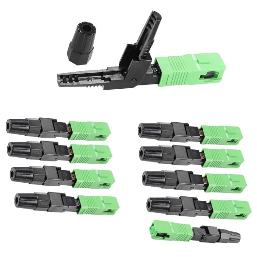 NIYATA 10Pcs Connecteur Rapide Fibre Optique,Connecteur Fibre SC/APC,Connecteur Fibre Optique,SC Cold Splice APC flip-top Type,Sans RoHS,pour Systèmes de Communication par Fibre Optique
