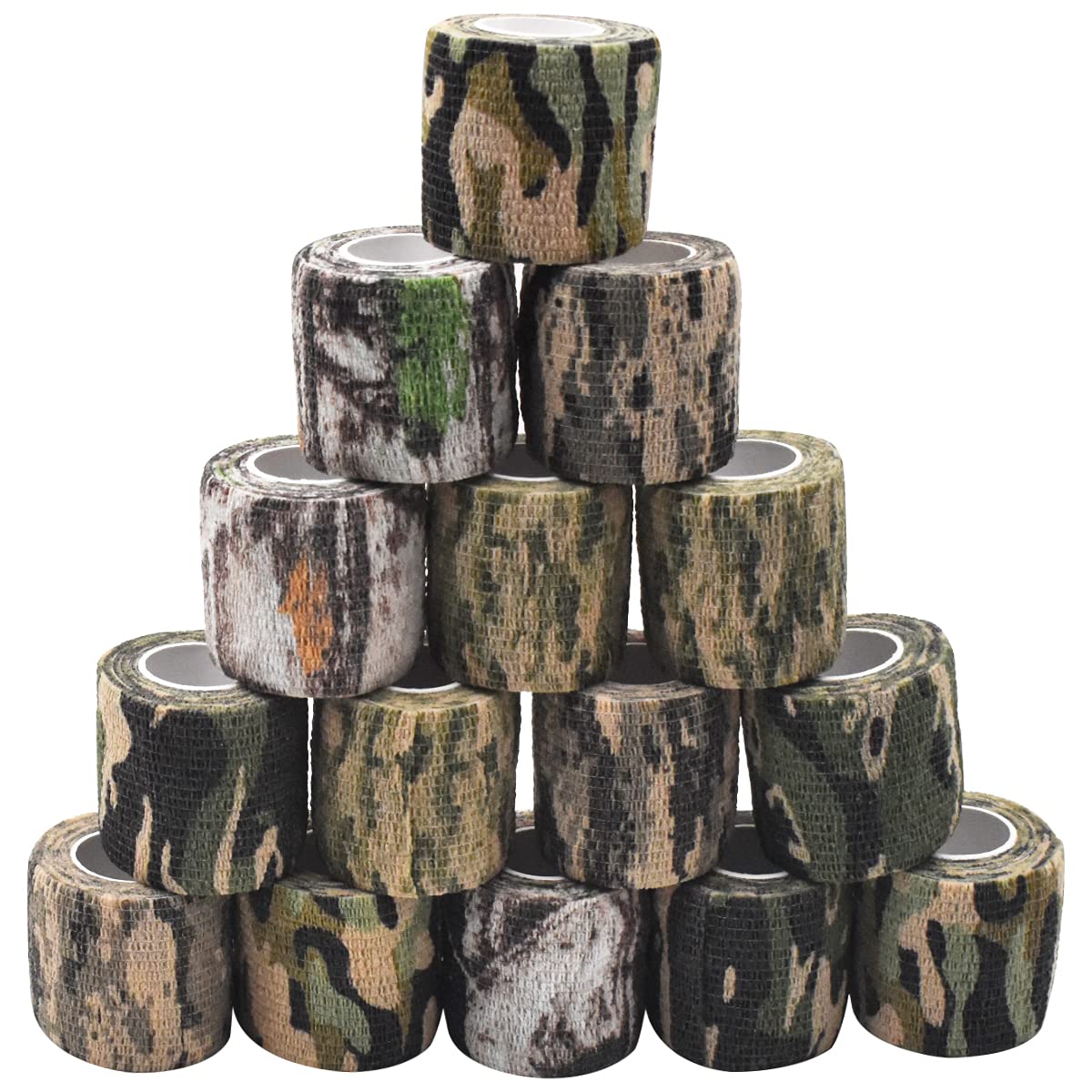 Yueser Ruban de Camouflage, 15 Rouleaux Rouleau de Bandage Extensible Protecteur Rubans de Camouflage Imperméable pour CaméRa de VéLo de Chasse au Camping en Plein Air (4,5m * 5cm)