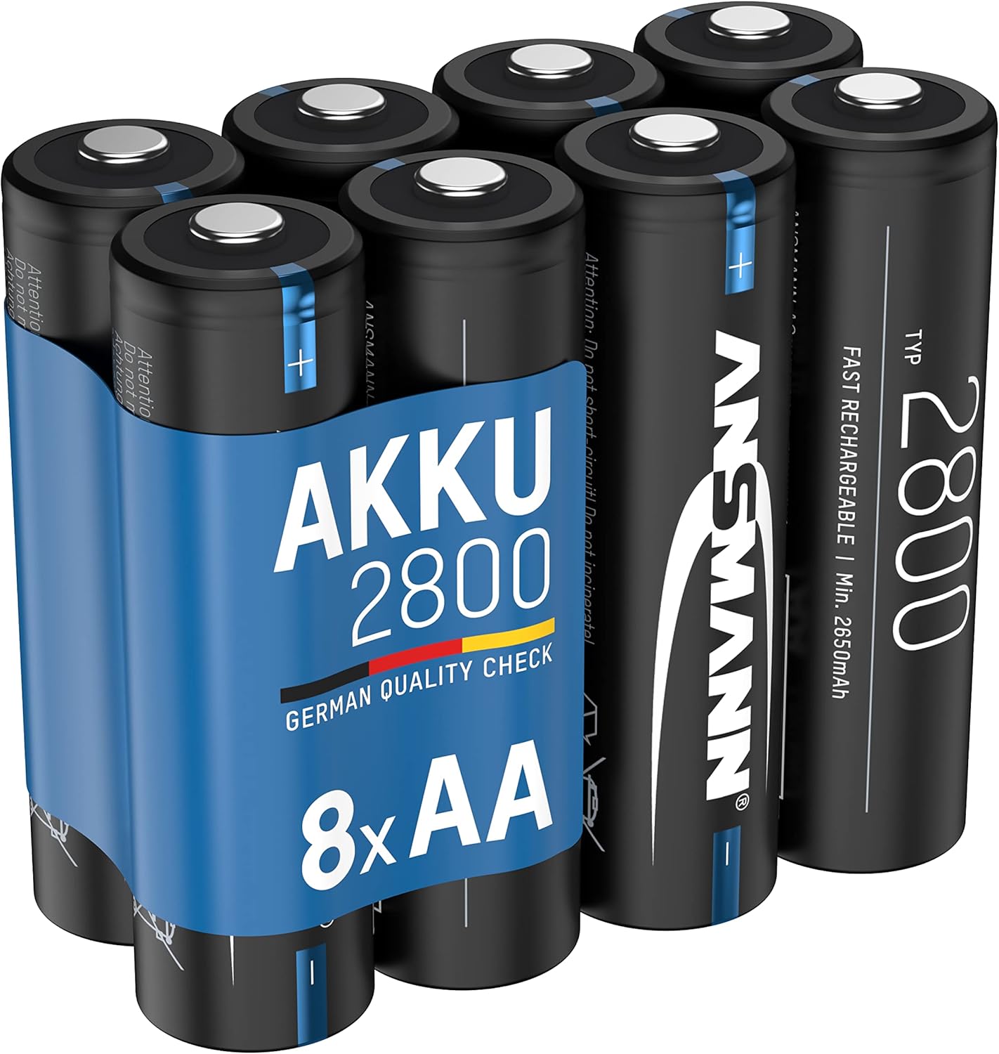 Piles rechargeables NiMH AA 2800 mAh 1,2V (lot de 8) – Piles HR6 à haute capacité pour manette Xbox, voiture téléguidée, caméra nocturne, etc - – Batteries rechargeables de qualité premium 2800 mAh AA
