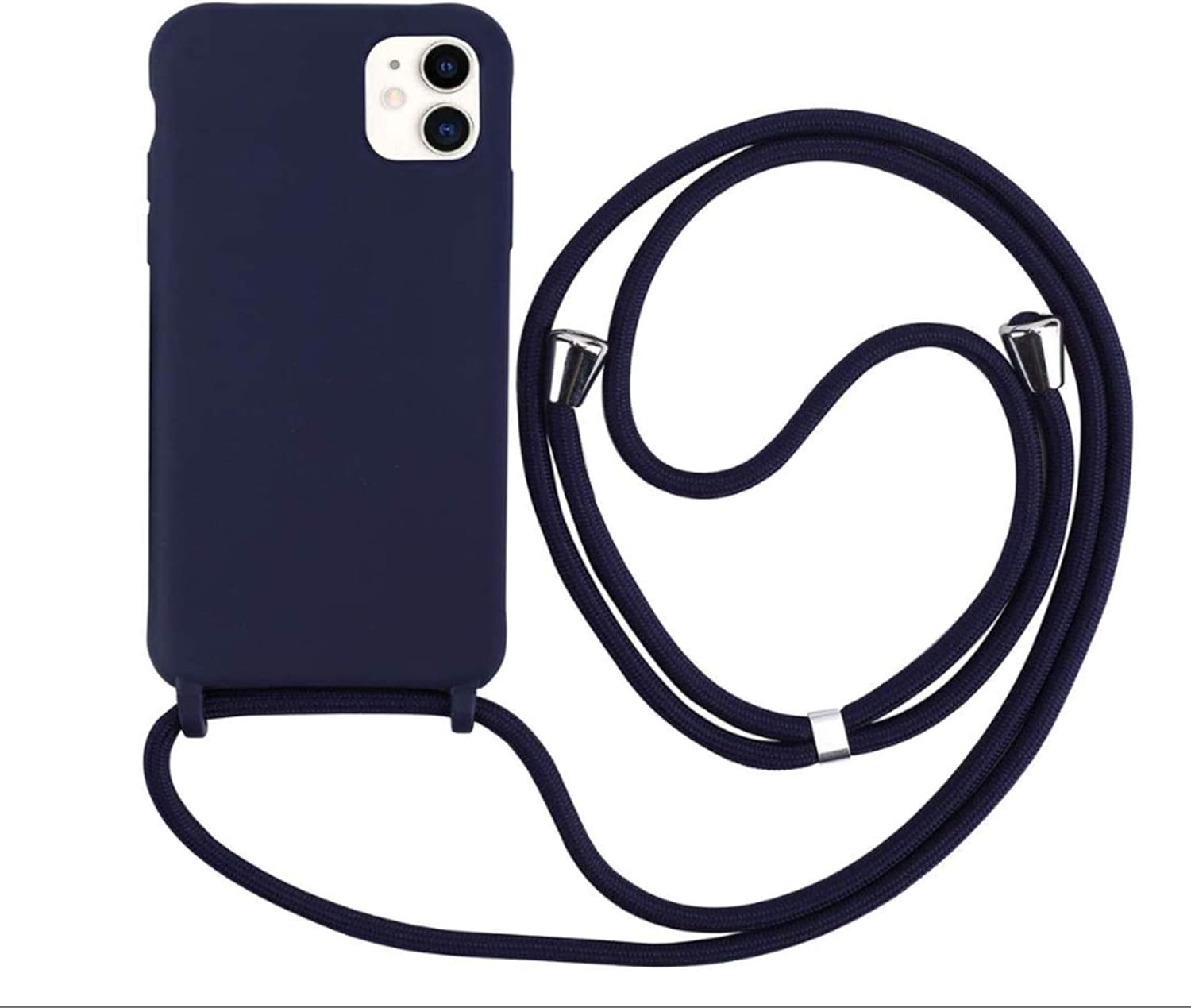 Mevis Coque Compatible avec iPhone 11,Collier pour Étui Colliers de cellulaire Mince Antichoc Réglable Lanyard Case-Bleu Marin iPhone 11 bleu marin