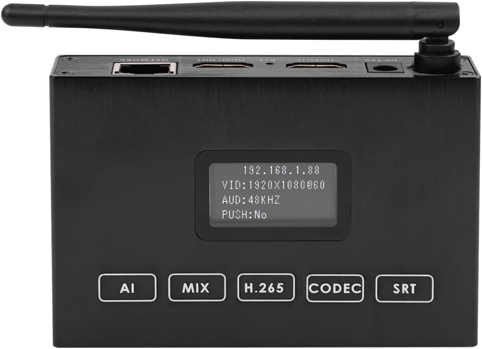 H.265 1080P 60FPS WiFi HDMI Encodeur/Décodeur - Prend en Charge HLS RTMP RTSP SRT UDP, Compatible ONV/HK, pour IPTV Live Streaming vers Youtube Facebook Vimeo etc - TV30DW Wi-Fi/Écran