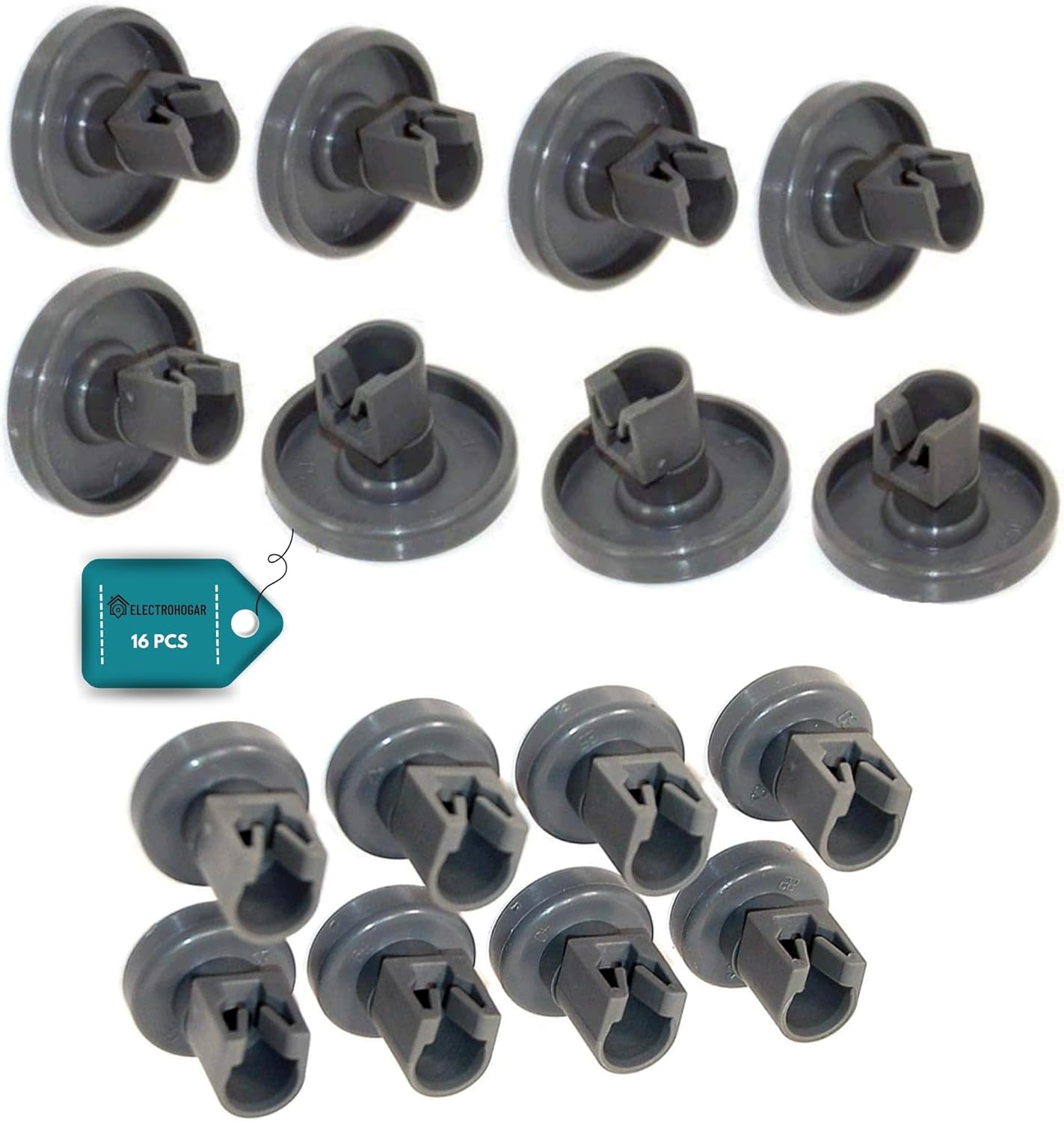 ® Roulettes Lave Vaisselle Electrolux - Set Universel Complet de Roues pour Panier Supérieur et Inférieur - Compatible avec Faure, Zanussi, AEG, Electrolux 16 Roues Supérieures et Inférieures
