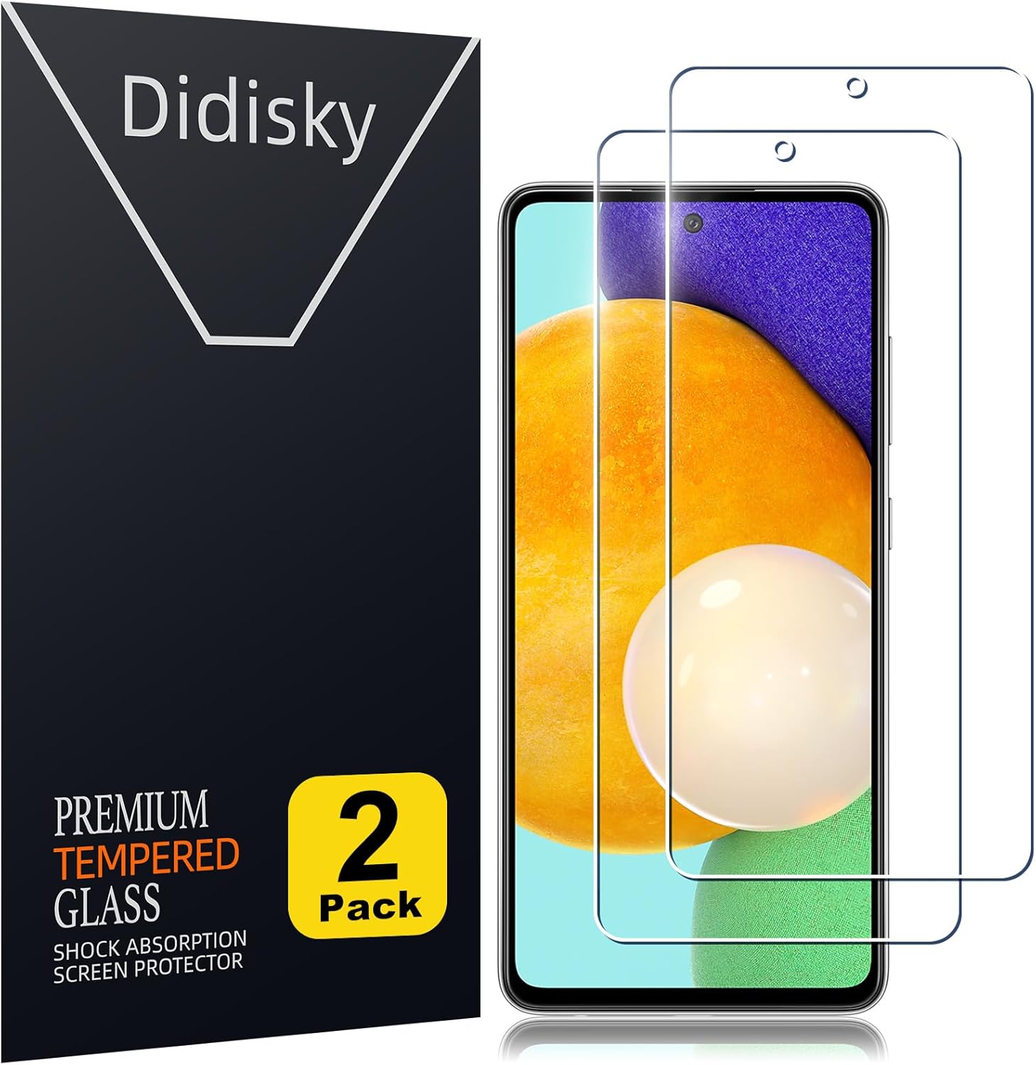 Didisky Lot de 2 Protecteur Verre Trempé pour Samsung Galaxy A52 4/5G, A52S 5G, A53 5G, Film Protection écran, résistance aux Rayures, dureté 9H, Pas de Bulles, Haute définition, Facile à Utiliser