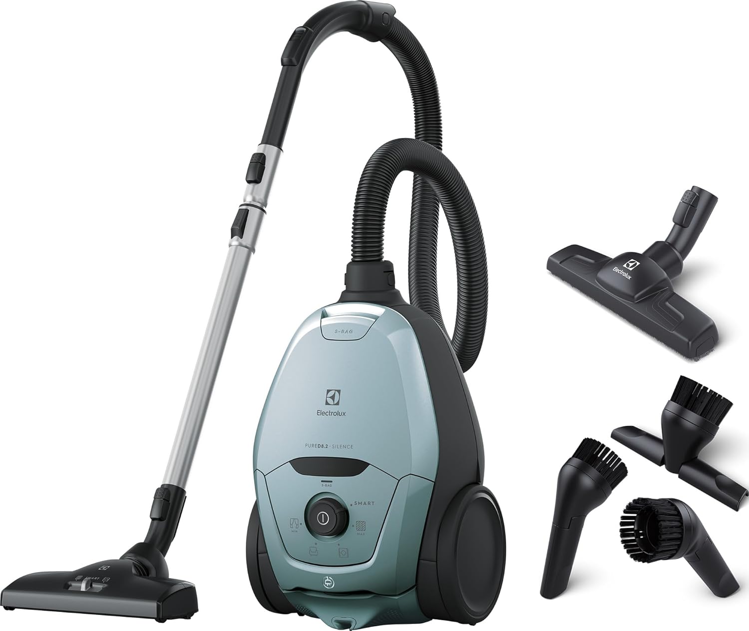 Pure D8, Aspirateur Traineau avec Sac, Ultra Silencieux, 57dB, Puissance Automatique Intelligente, Poignée Ergonomique, Léger, 55% de matériaux recyclés, PD82-4MB, Bleu Ciel