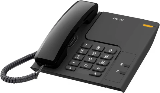 T26 Noir - Téléphone Fixe Filaire - Indicateur Lumineux pour Appel Entrant - Touche Rappel - Touche Mute - Sonnerie à 3 Niveaux - Fixation Murable Possible - Noir