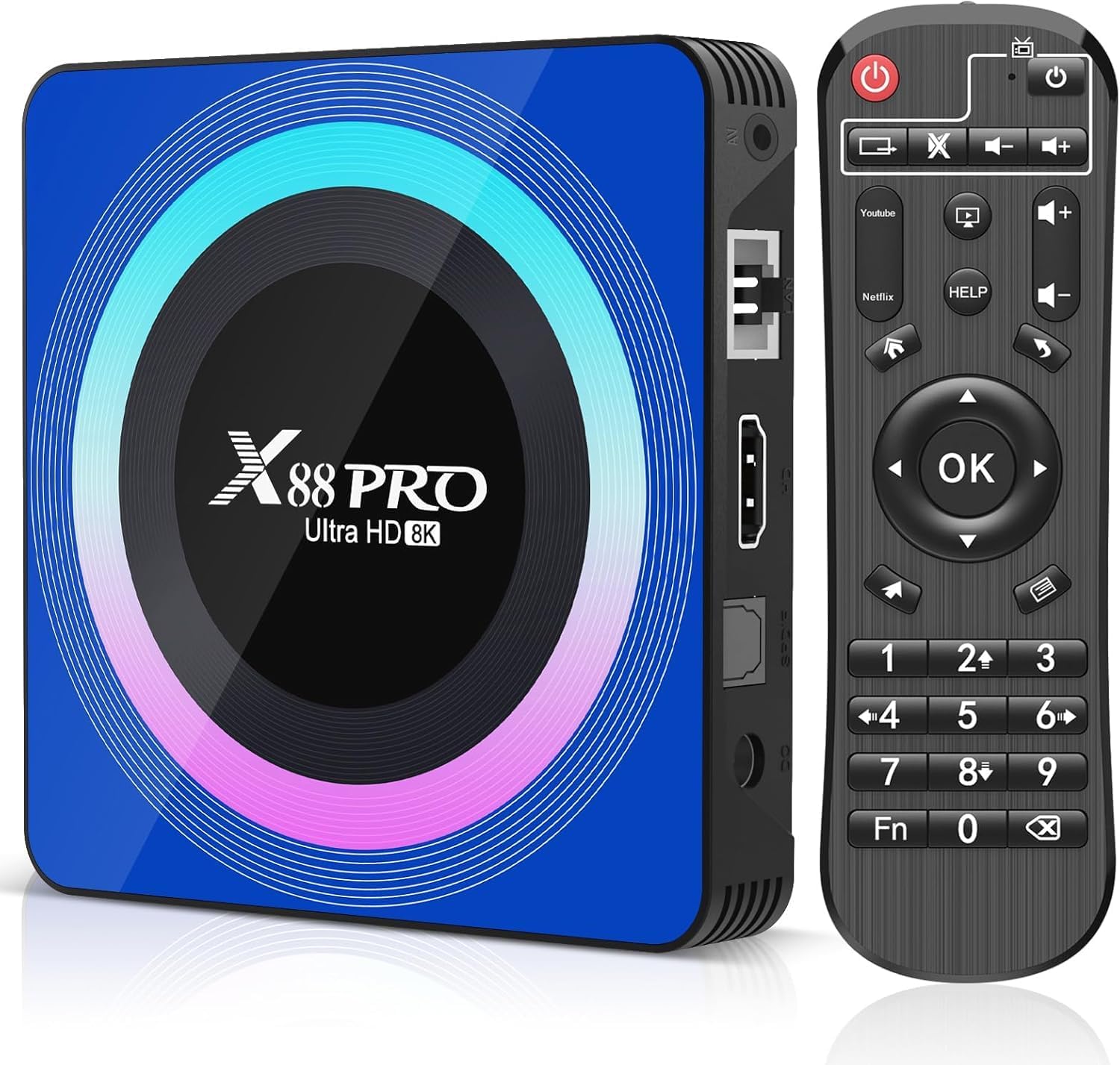 X88 Pro boitier IPTV TV Box, Android TV Box Android 13.0,iptv Box 4GB 32GB Box TV RK3528 Quad-Core 64bit Cortex-A53 Support 2.4/5.0GHz WiFi6 BT5.0 HD 8K 10/100M Ethernet HD2.0 Box Android TV