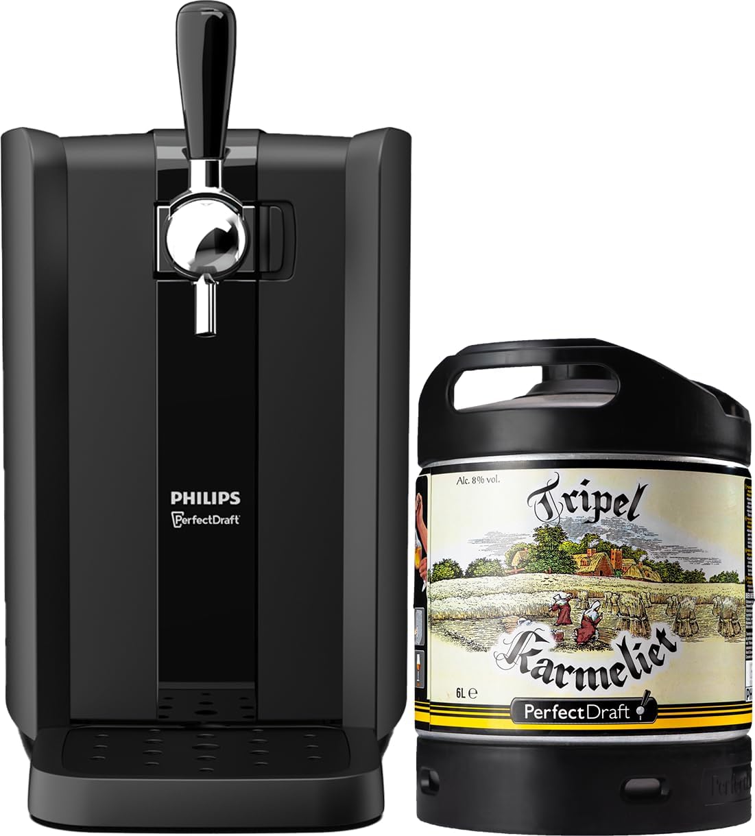 Pack Tireuse à bière PerfectDraft Black + 1 fût - Idée cadeau (Tripel Karmeliet)
