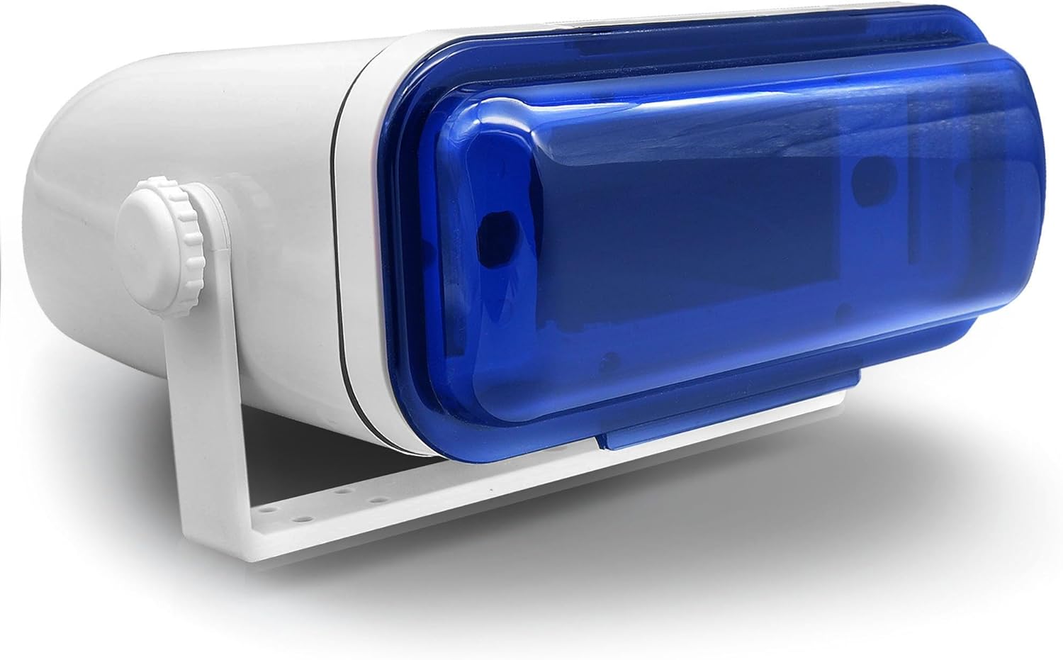 Boîtier Universel Durable pour Stéréo Marine - Protection Radio Bateau Résistante à l'Eau avec Porte Basculante et Joint Néoprène - Compatible avec Stéréos Double Axe et DIN blanc Emballage sans frustration