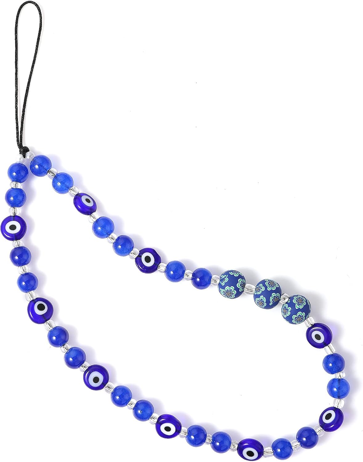 TIESOME lanière de téléphone en Perles, breloque de téléphone œil maléfique, Bracelet en Pierres précieuses, chaîne de téléphone Portable, Porte-clés pour Hommes Femmes Style 9 Bleu