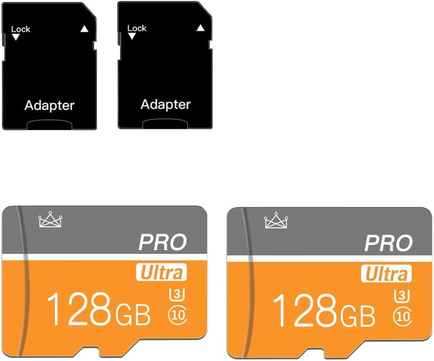 Carte mémoire 128GB Micro Memory Card Classe 10 avec Adaptateur SD - Carte TF Haute Vitesse pour Tablette/téléphone Mobile/Appareil Photo/autoradio/Console de Jeu (Lot de 2 Cartes de 128GB) 128GB-2Pack