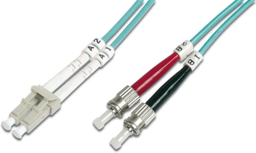 DK-2531-01/3 – Câble À Fibre Optique OM3 – 1 m – LC à ST – Câble Fibre Optique Duplex – 1/10/40/100 Gbit/s – MM Multimode LAN – Type De Fibre : 50/125 – Turquoise (Aqua) OM3 - LC/ST 1 m