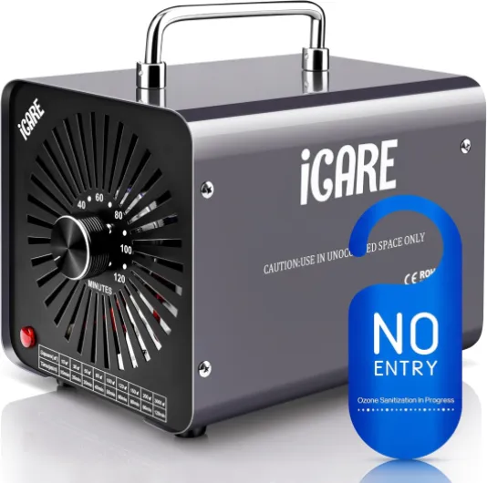 Générateur d'Ozone Domestique 30000 mg/h, Machine à Ozone pour Purification de l'Air et Élimination des Odeurs Dispositif d'Ozone Portable O3 pour Bureau, Salle de Bain, Maison, Voiture Gris