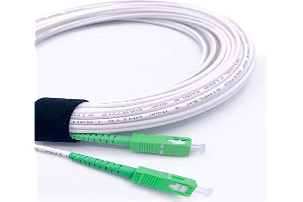® -10m Câble/Rallonge Fibre Optique (Orange SFR Bouygues) - Jarretière Simplex Monomode SC-APC à SC-APC - Blindage et Connecteur Renforcée - Perte Très Fiable - Blanc, 10M