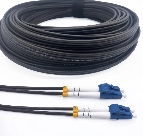 ® - Câble à Fibre Optique en Acier Blindé pour Extérieur et Intérieur LC/UPC à LC/UPC OS2 Duplex Monomode 9/125μm LSZH,Noir (50M)
