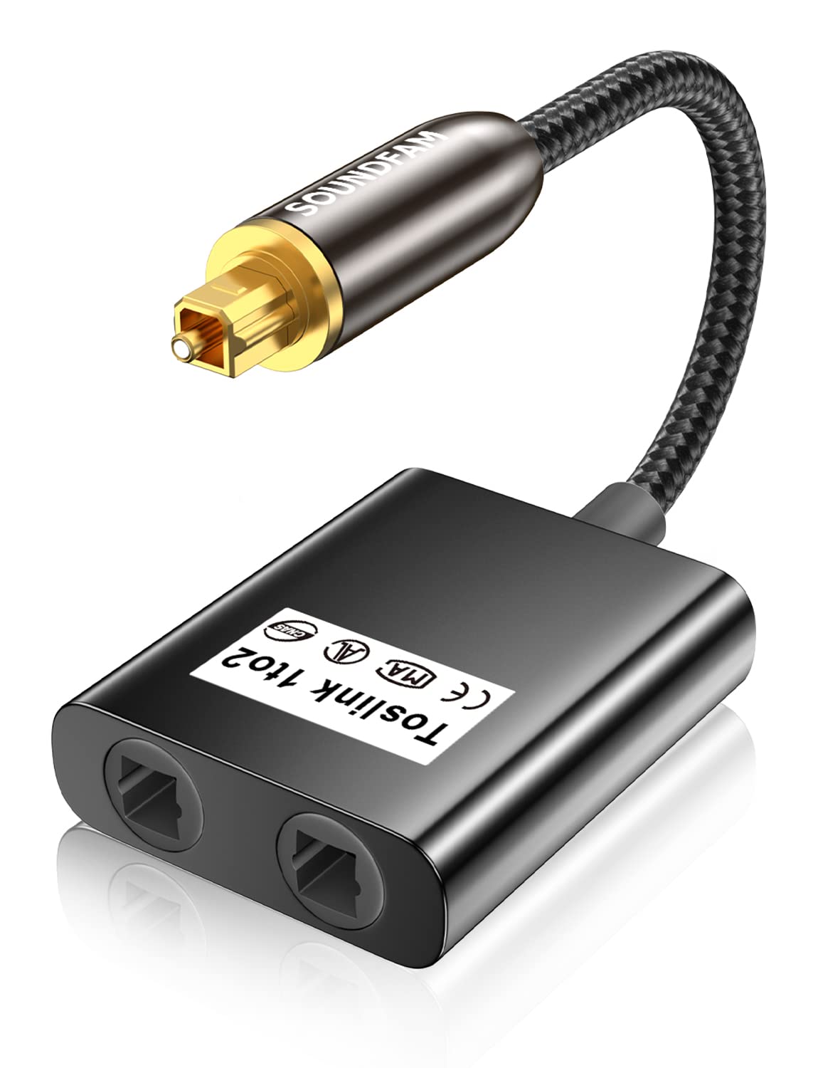 Répartiteur Fibre Optique Répartiteur Câble Optique Audio 1 Entre 2 Sorti Adaptateur Audio Numérique Toslink pour Barre, TV - Noir FR 0.2M Noir