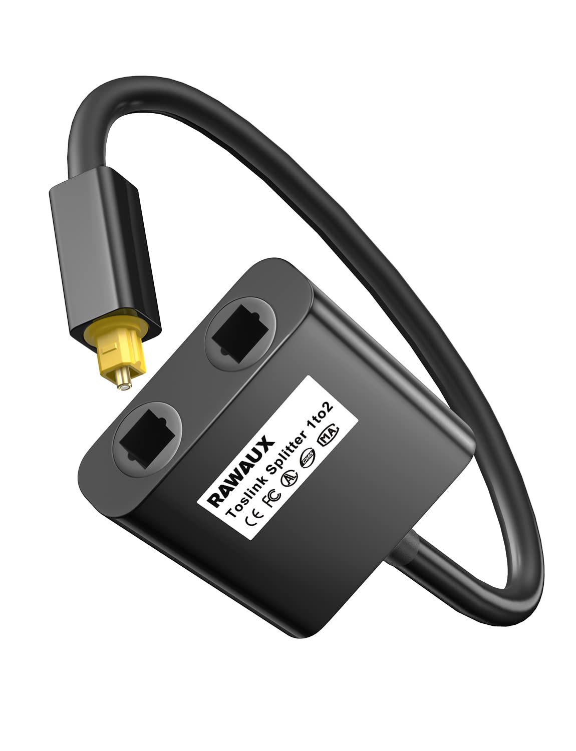 Répartiteur Cable Fibre Optique Audio Toslink Diviseur Optique 1 en 2 Sorties 0.2M Spdif Adaptateur de Câble pour TV,DVD, Amplificateur, Barre De Son (Noir)