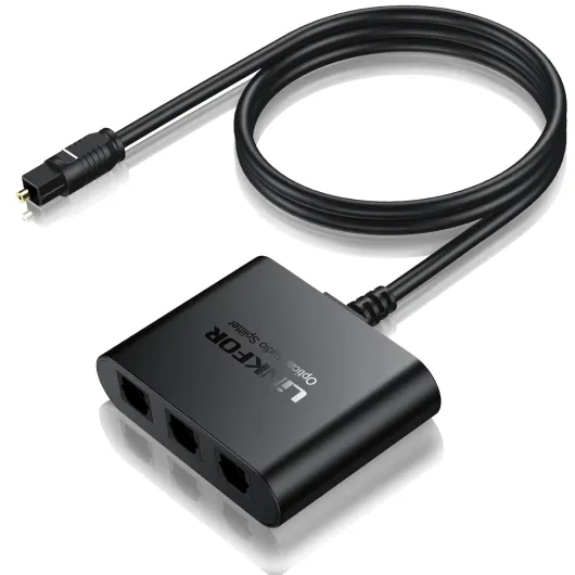 Câble Optique Audio LiNKFOR Diviseur Audio Optique 1x3 Adaptateur Fibre Optique Support LPCM 2.0 / DTS/Dolby-AC3 Splitter Optique Audio Toslink avec Câble Optique pour STB/Xbox VHS/VCR HDTV