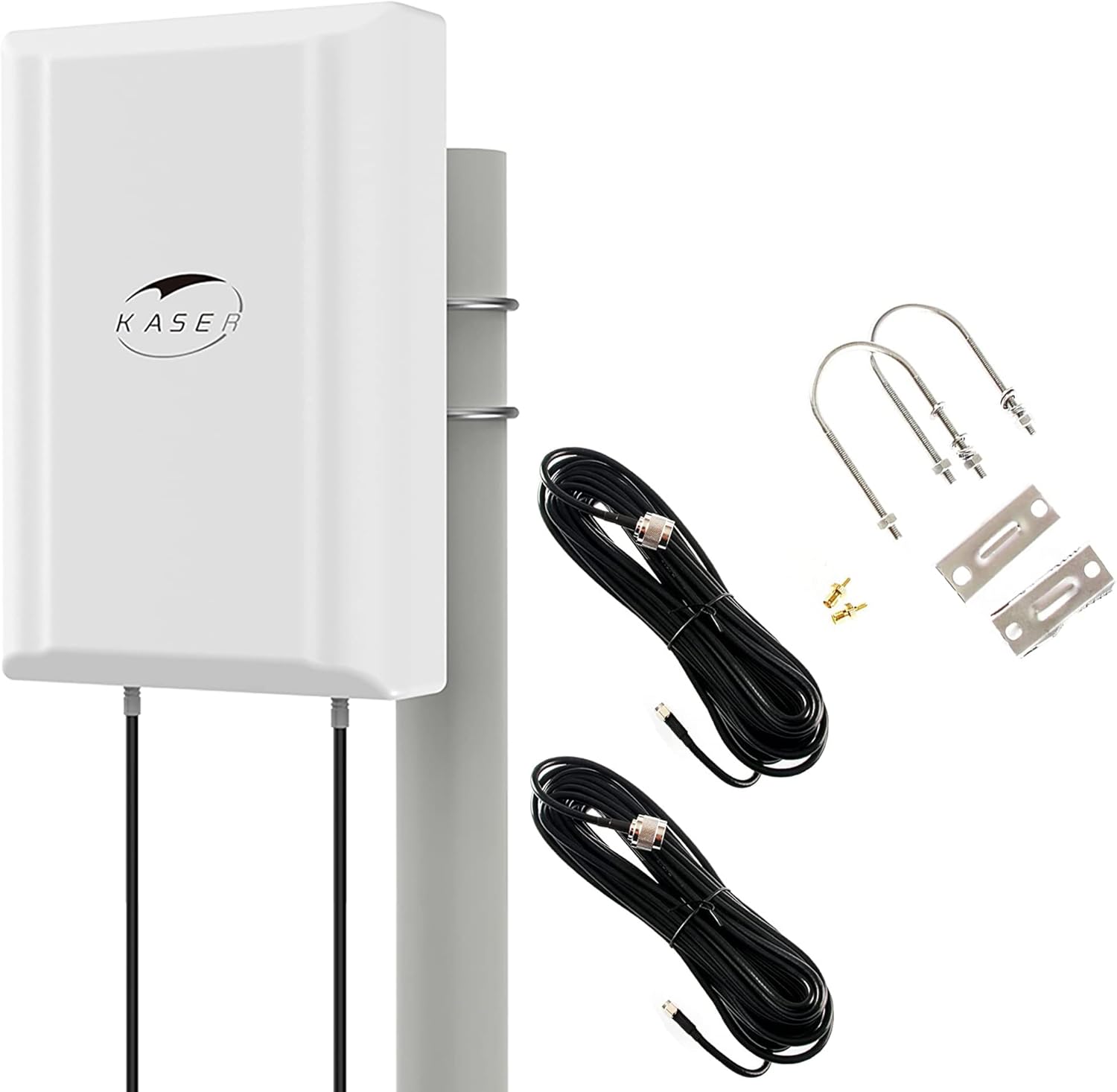 KASER Antenne 4G 5G LTE Mimo Exterieur Directionnelle 696-2700 MHz - 3300-3800 MHz Gain Élevé Jusqu'à 12dBi Compatible pour Routeurs connecteur N-SMA Adaptateur TS9, Câble 10 Mètres - Model V3