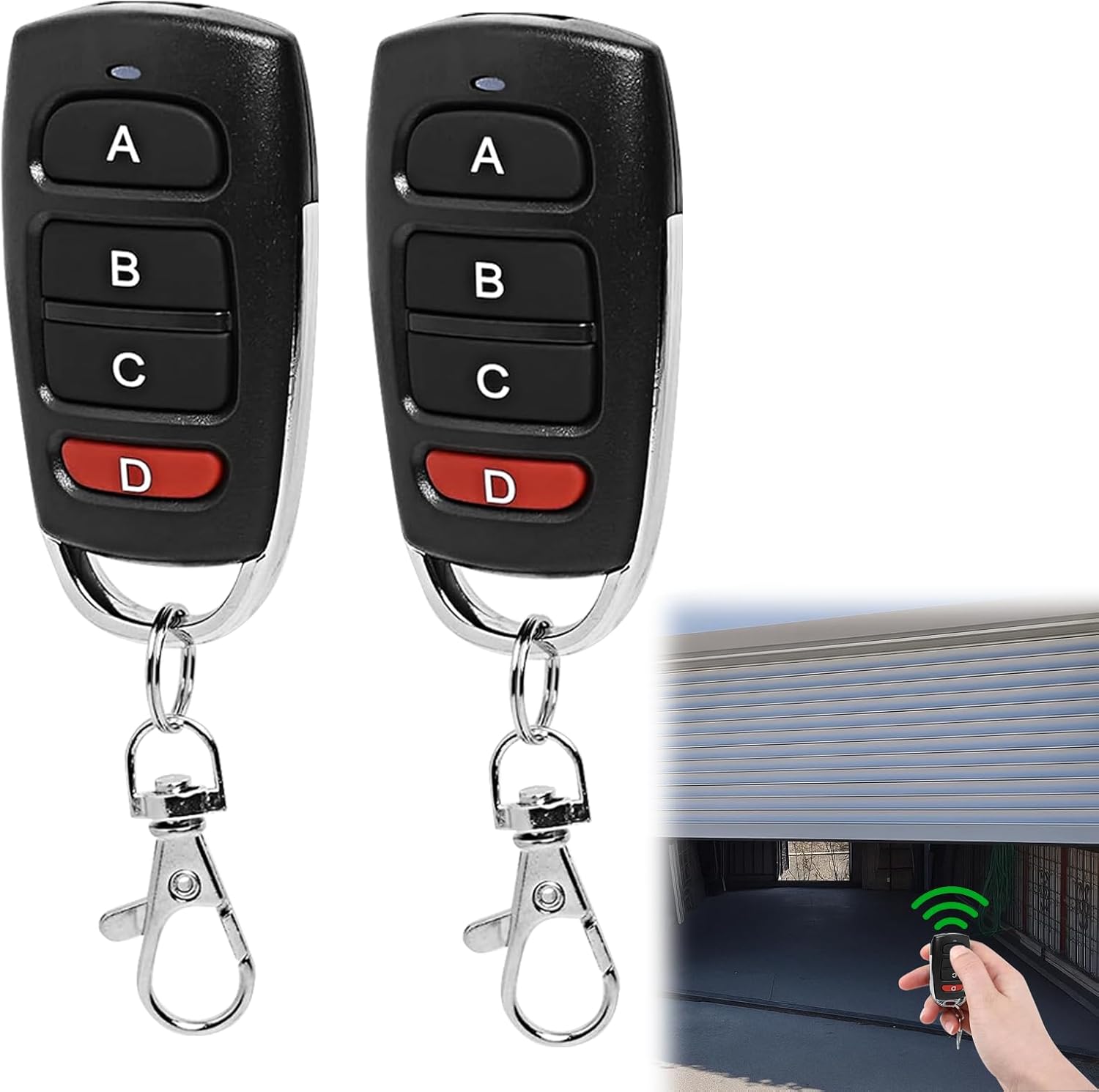 2Pcs Telecommande Portail Universelle, Duplicateur Multicode à 4 Boutons 433 Mhz, Telecommande Garage Bip Portail Universelle pour Porte Électrique pour Porte de Garage