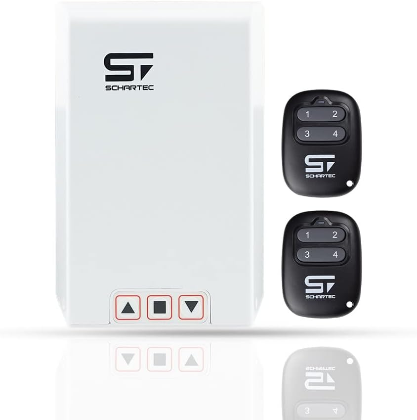 SCHARTEC Commande de portail roulant sans fil 230 V avec panneau de commande - Commande de porte roulante - Avec 2 télécommandes - Fonctions : AUF - Stop - AB - Commande de porte roulante -