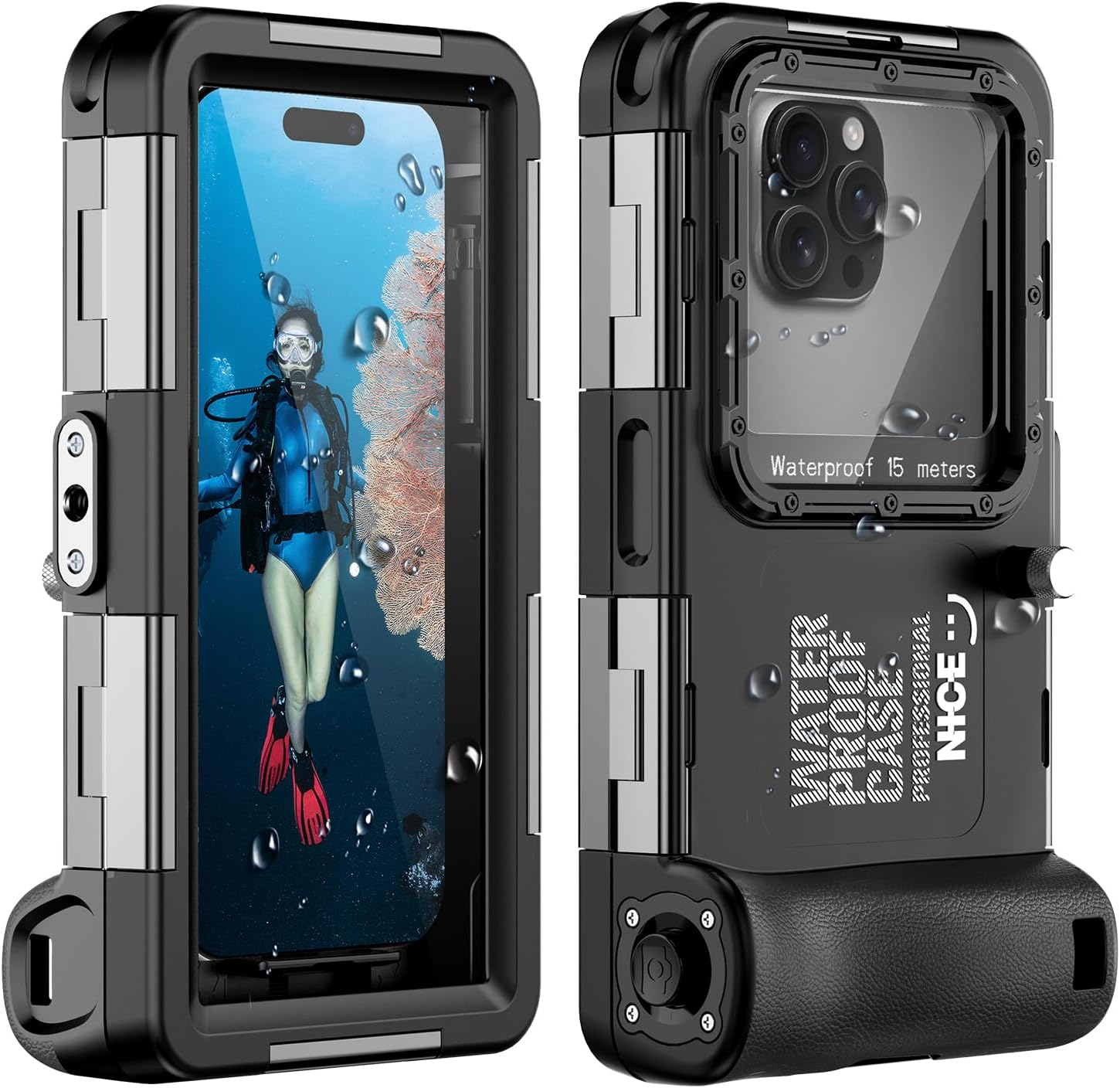 Ezanmull Étui de plongée sous-Marin pour iPhone 16/15/14/13/12/11 Pro Max/XR/XS/X et Plus - Protection Professionnelle - 15 m - pour la plongée avec Tuba, Le Surf, Les Photos et Les vidéos - Noir