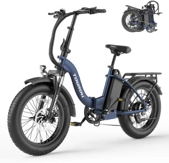 Touroll S2 Vélo Électrique Pliable, Gros Pneu Tout-Terrain 20"×4.0" Fat Tire, Batterie 48V 15AH Autonomie 150KM, VTT Électrique Adulte Homme, Fat Bike Electrique 7 Vitesses