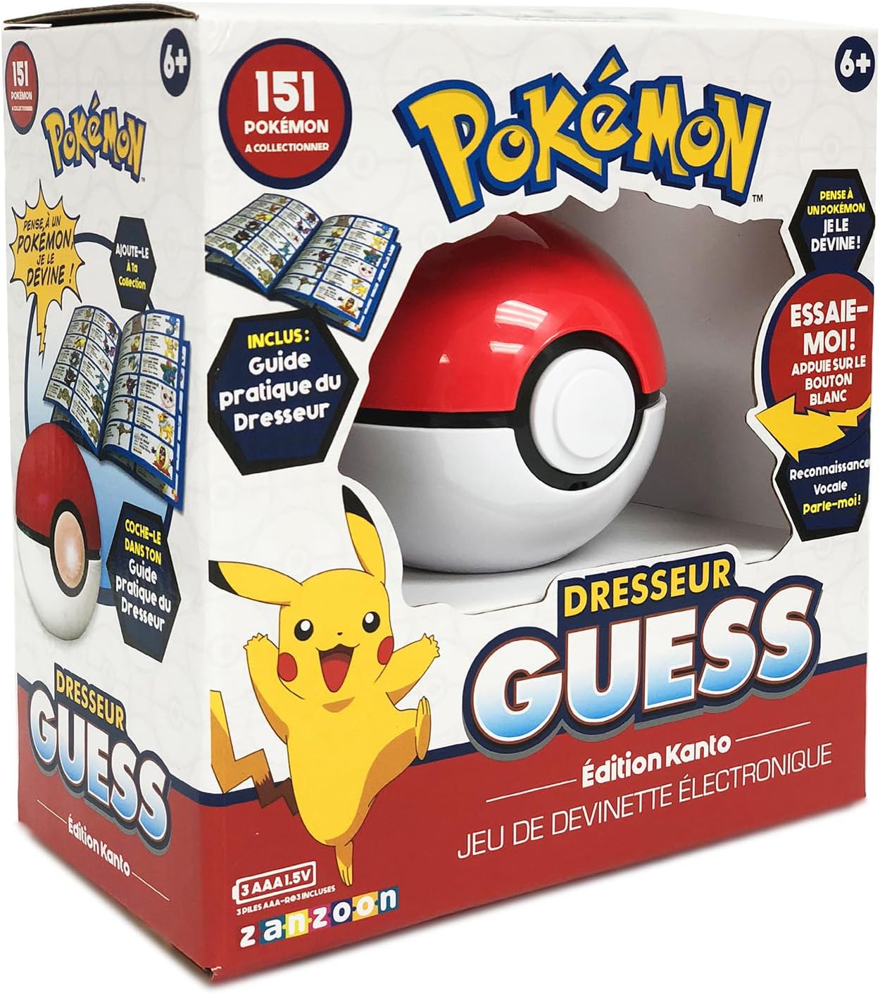 Pokémon - Dresseur Guess Edition Kanto - Jeu électronique Poké Ball - Jouet interactif, sans écran, à Reconnaissance vocale - Jeu de devinette Quiz Pokémon - Jouet Enfant 6 Ans et + - 80598