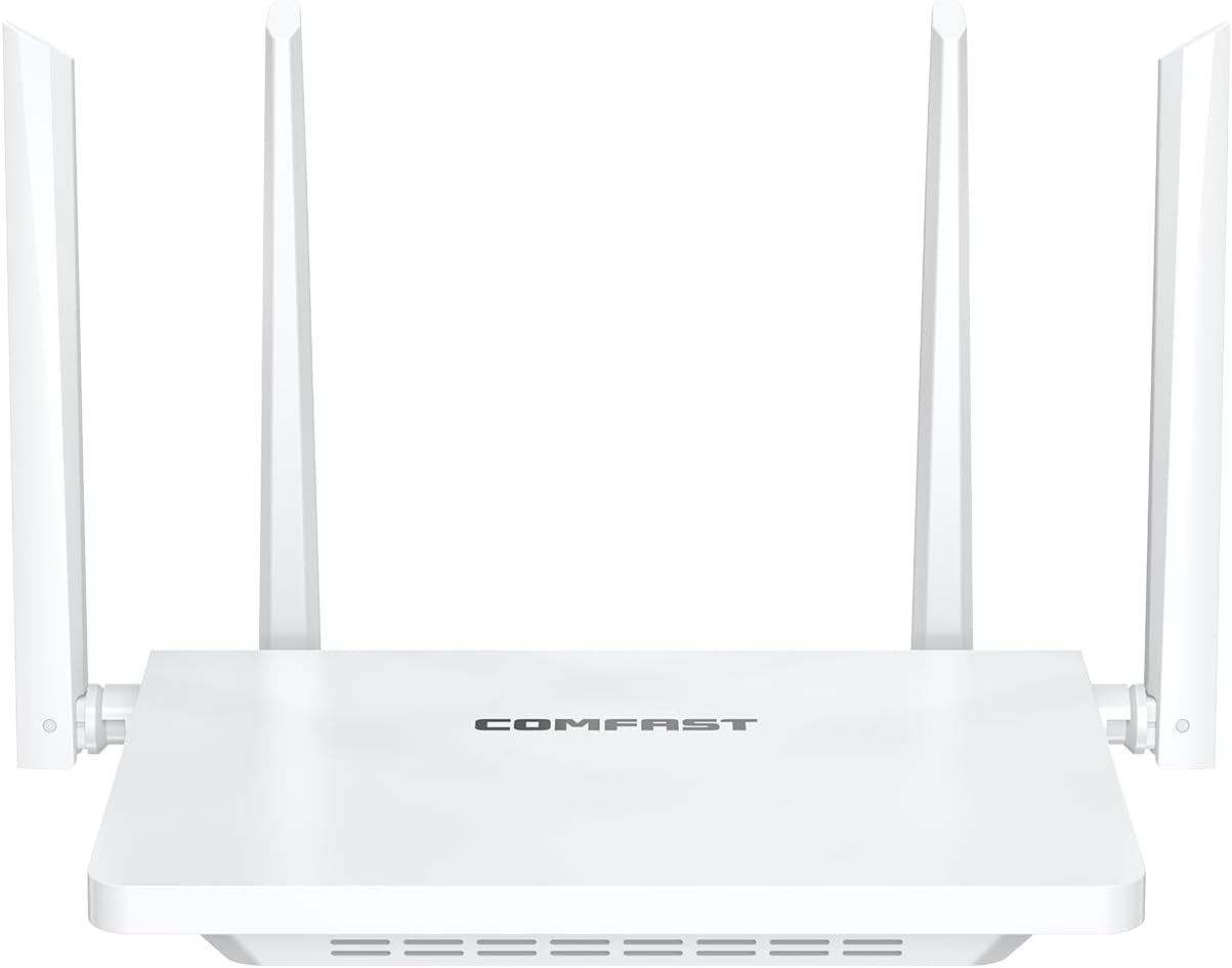 COMFAST AX3000 Routeur WiFi 6 Double Bande, Routeur WiFi 3000Mbps avec 4 Ports Ethernet Gigabit, 4 Antennes à Haute Performance, EasyMesh, WPA3, IPv6, MU-MIMO, OFDMA Blanc