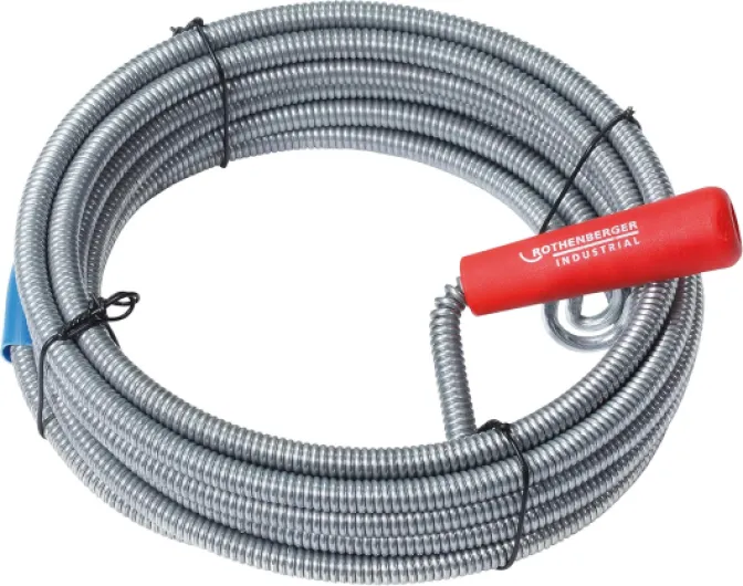 Industrial 072984E Déboucheur spirale avec tête d'accrochage 5 m, Gris Longueur : 5 m Simple
