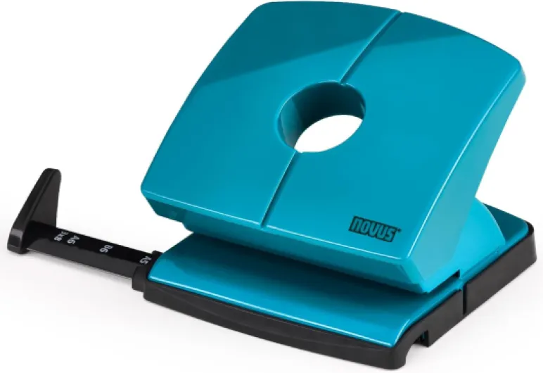 NOVUS Perforateur B220 Color ID 2.0 (capacité de 20 feuilles, barette de réglage crantée) Bleu pétrole clair