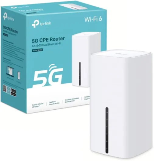 TP-Link Routeur 5G, Routeur WiFi 6 AX1800Mbps, 3 Ports Gigabit, Bi-Bande MU-Mimo, EasyMesh, Connecte Jusqu’à 64 Appareils, Plug-and-Play, Compatible Toutes Les Cartes SIM des opérateurs, Archer NX200