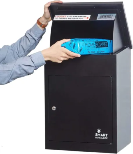 Boite aux Lettres Colis, Fixation Murale, Individuelle, Acier galvanisé, 3 clés, Noir, 44 x 35 x 58 cm