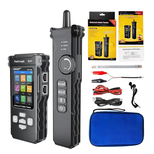 NOYAFA NF-8506 Testeur de réseau avec balayage IP, test de taux de pincement et de commutation, cartographie de traceur de fil, testeur de câble réseau TDR, testeur de câble Ethernet RJ11 RJ45 pour