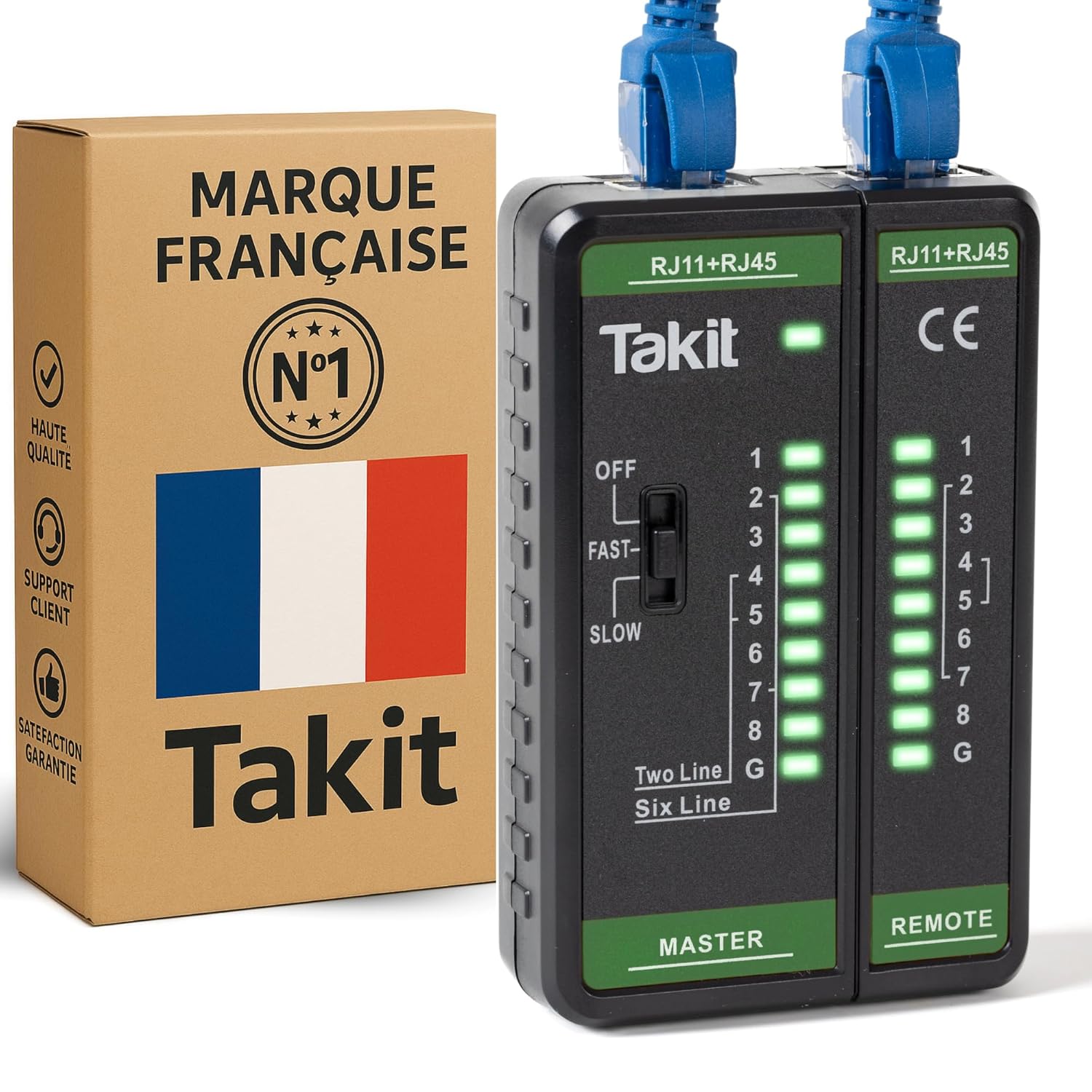 Testeur RJ45 CAT5E à CAT8 - Testeur de Câbles Réseaux Ethernet et Blindage - Marque Française Garantie 5ans