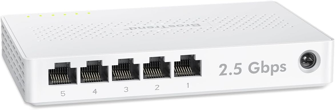 2.5G Switch Ethernet 5 Ports, Switch RJ45 2.5Gb Unmanaged, 5X 2.5G Base-T Ports, Commutateur Réseau Compatible avec 100/1000/2500Mbps PC NAS, Plug-and-Play sans Ventilateu, Protection à Vie