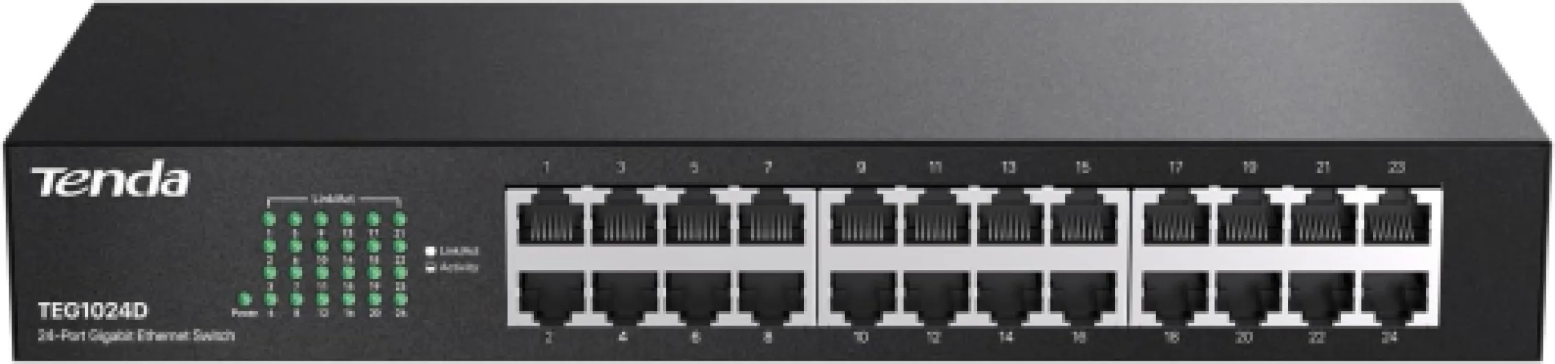 Switch Ethernet 24 Ports Gigabit, Switch Gigabit 10/100/1000 Mbps, Plug & Play, Rackable, Protection Foudre, Boitier Métal pour la Surveillance de Sécurité à la Maison et Bureau(TEG1024D) 24 Ports Rackable