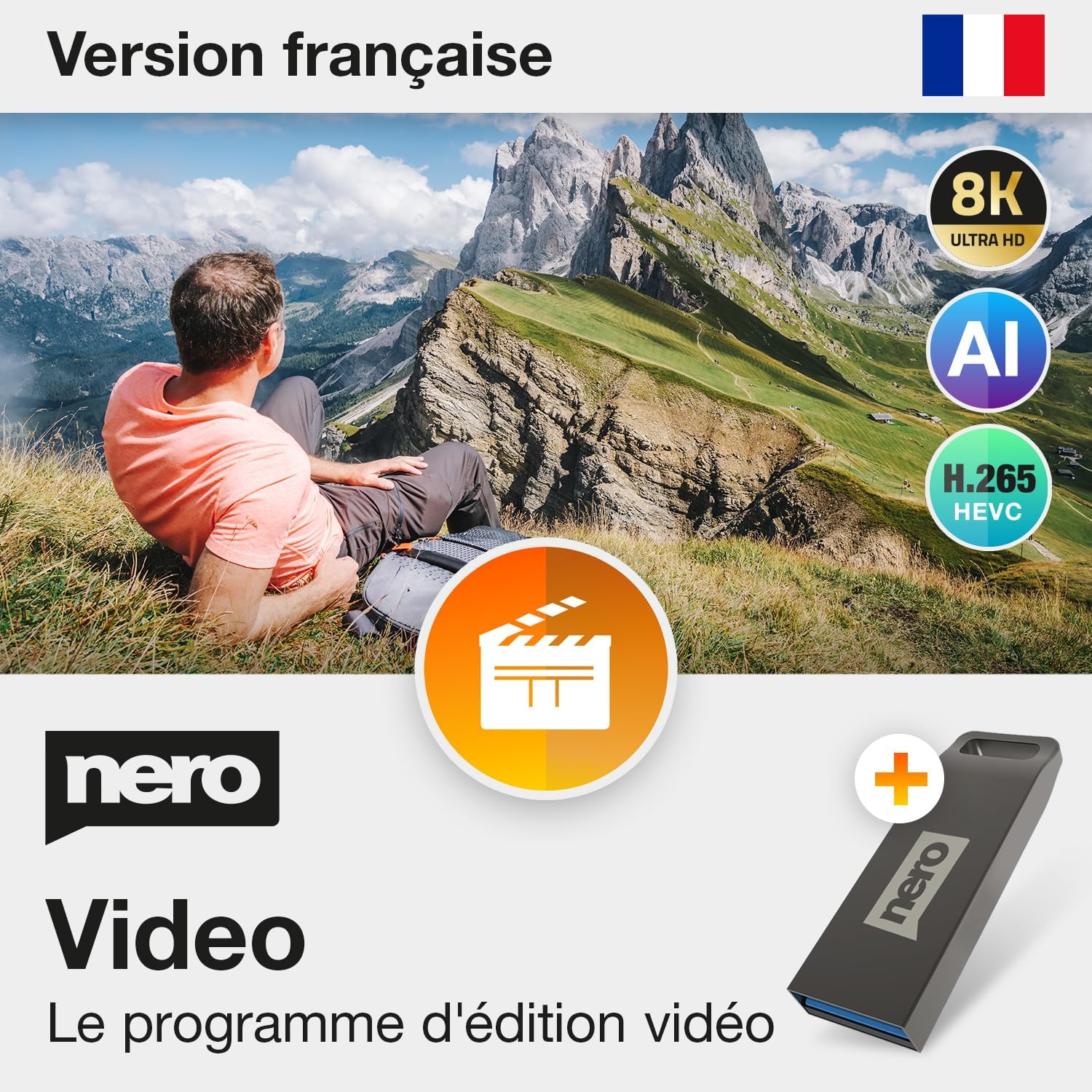 Nero Video 2025 sur clé USB- logiciel de montage vidéo et photo - couper des vidéos - 8K I licence perpétuelle - Windows 11/10/8/7 - 1 PC