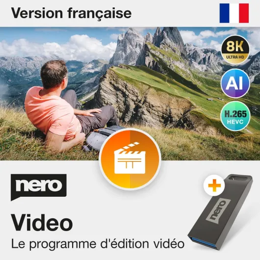 Nero Video 2025 sur clé USB- logiciel de montage vidéo et photo - couper des vidéos - 8K I licence perpétuelle - Windows 11/10/8/7 - 1 PC