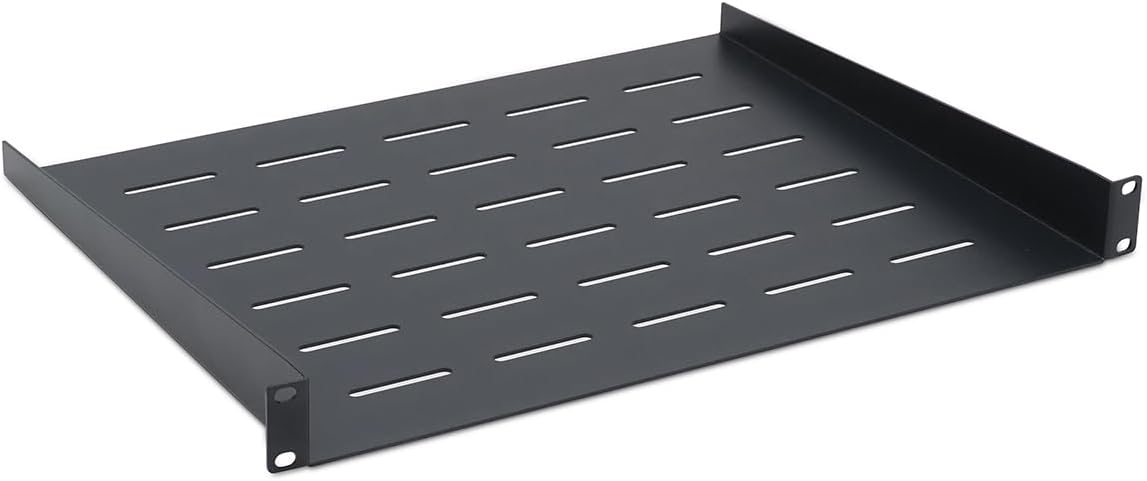 37466 Etagère Coffret Baie Armoire 19 Pouces 1U Profondeur 350 mm Fixation Avant Montage Fixe - Noir Prof 350 - 1U Noir