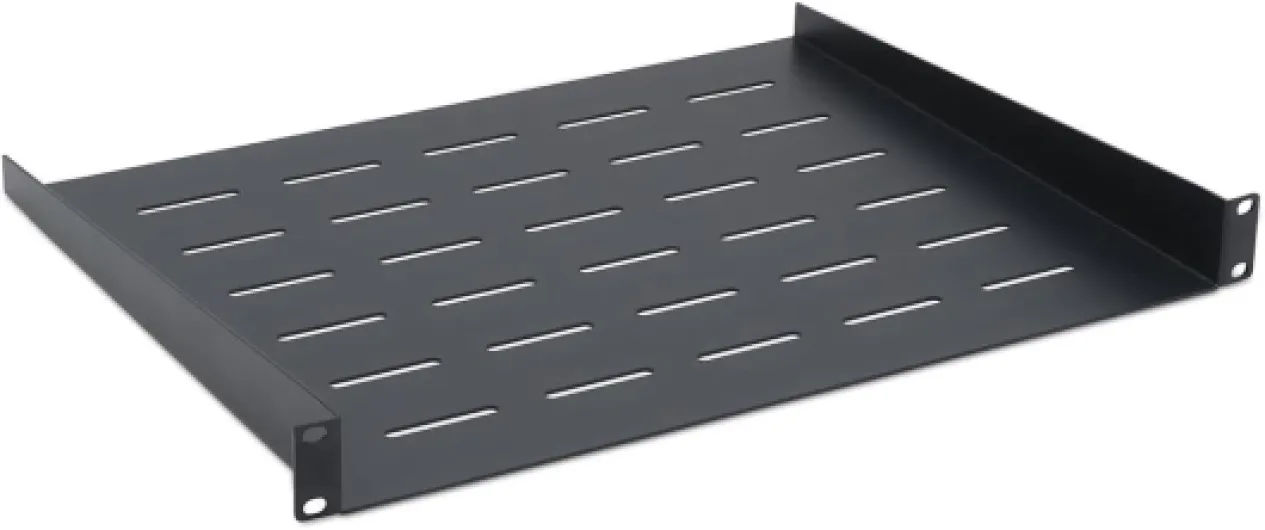 37466 Etagère Coffret Baie Armoire 19 Pouces 1U Profondeur 350 mm Fixation Avant Montage Fixe - Noir Prof 350 - 1U Noir