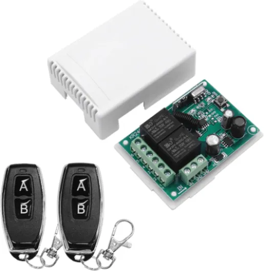 Commutateur de télécommande DC 12V 24V 30V sans Fil 433Mhz RF 10A 2 canaux interrupteur récepteur de Relais avec 2 émetteurs, pour Moteur, lumière,contrôleur de Bricolage DC 6~30V 2 canaux